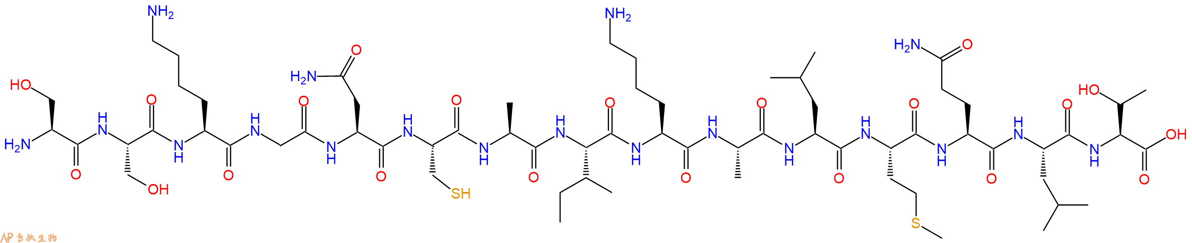 专肽生物产品H2N-Ser-Ser-Lys-Gly-Asn-Cys-Ala-Ile-Lys-Ala-Leu-Met-Gln-Leu-Thr-OH