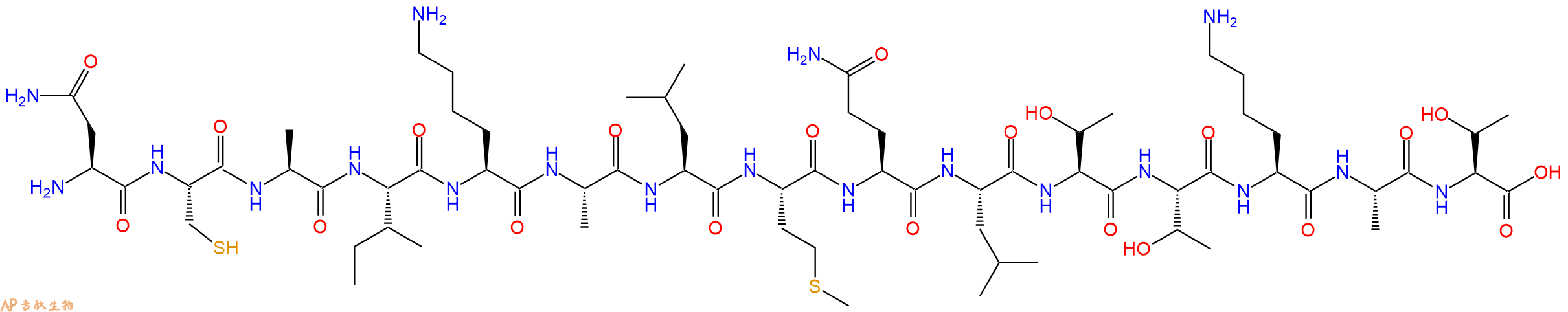 专肽生物产品H2N-Asn-Cys-Ala-Ile-Lys-Ala-Leu-Met-Gln-Leu-Thr-Thr-Lys-Ala-Thr-OH