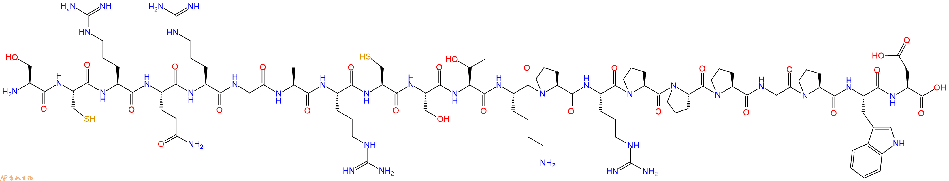 专肽生物产品H2N-Ser-Cys-Arg-Gln-Arg-Gly-Ala-Arg-Cys-Ser-Thr-Lys-Pro-Arg-Pro-Pro-Pro-Gly-Pro-Trp-Asp-OH