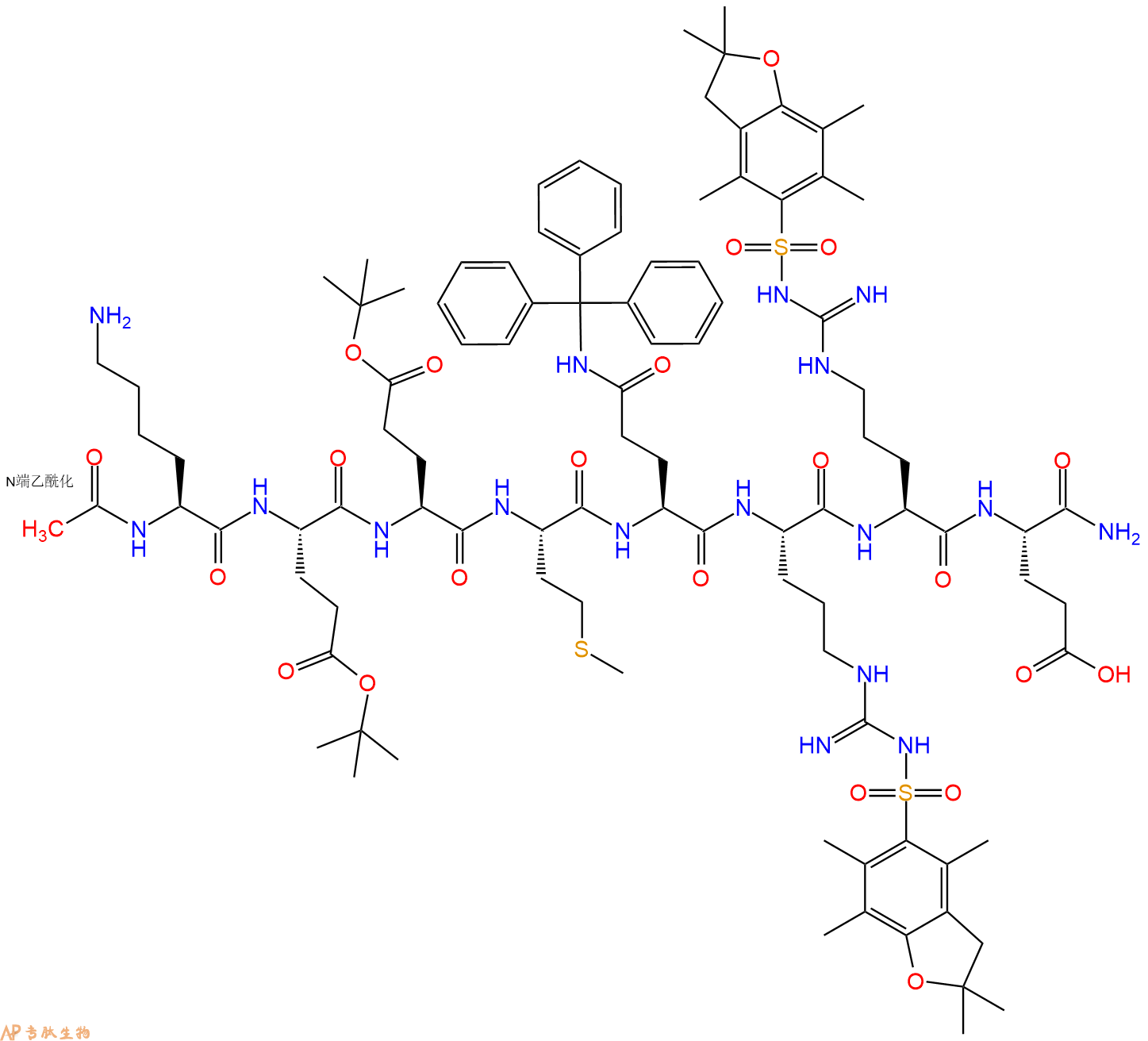 专肽生物产品Ac-Lys-Glu(OtBu)-Glu(OtBu)-Met-Gln(Trt)-Arg(Pbf)-Arg(Pbf)-Glu-CONH2