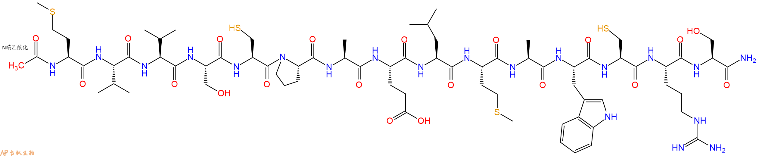 专肽生物产品Ac-Met-Val-Val-Ser-Cys-Pro-Ala-Glu-Leu-Met-Ala-Trp-Cys-Arg-Ser-CONH2