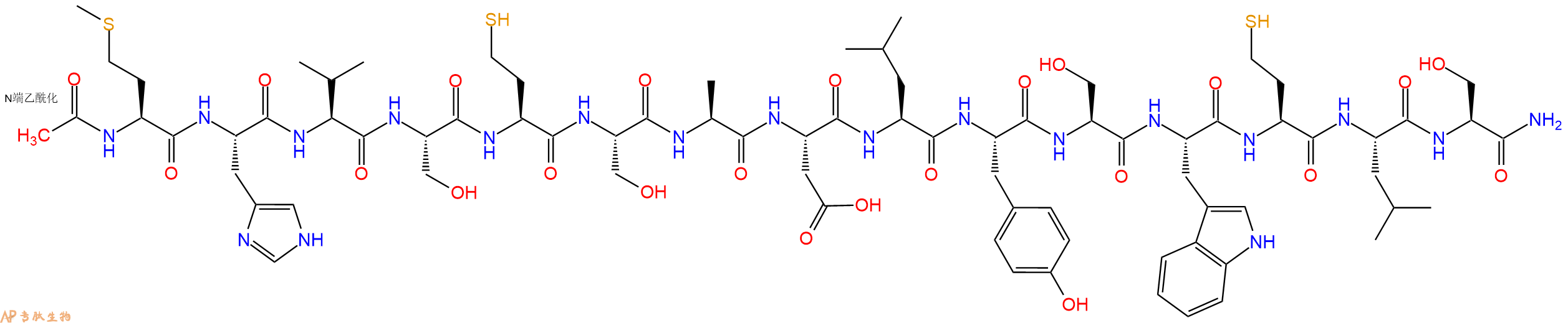 专肽生物产品Ac-Met-His-Val-Ser-HomoCys-Ser-Ala-Asp-Leu-Tyr-Ser-Trp-HomoCys-Leu-Ser-CONH2