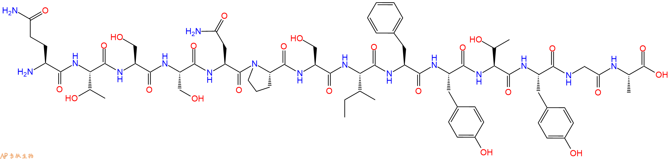 专肽生物产品H2N-Gln-Thr-Ser-Ser-Asn-Pro-Ser-Ile-Phe-Tyr-Thr-Tyr-Gly-Ala-OH