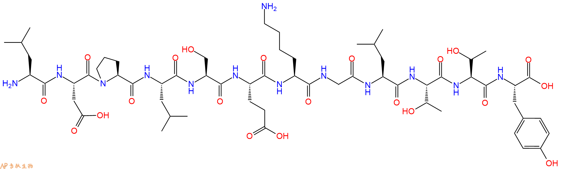专肽生物产品H2N-Leu-Asp-Pro-Leu-Ser-Glu-Lys-Gly-Leu-Thr-Thr-Tyr-OH