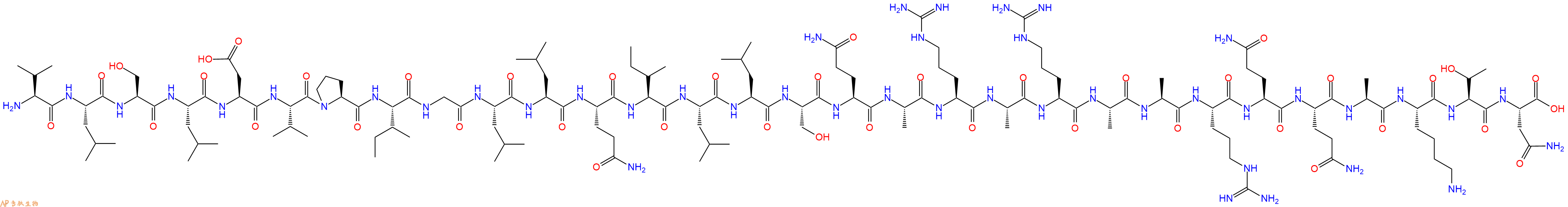 专肽生物产品H2N-Val-Leu-Ser-Leu-Asp-Val-Pro-Ile-Gly-Leu-Leu-Gln-Ile-Leu-Leu-Ser-Gln-Ala-Arg-Ala-Arg-Ala-Ala-Arg-Gln-Gln-Ala-Lys-Thr-Asn-OH