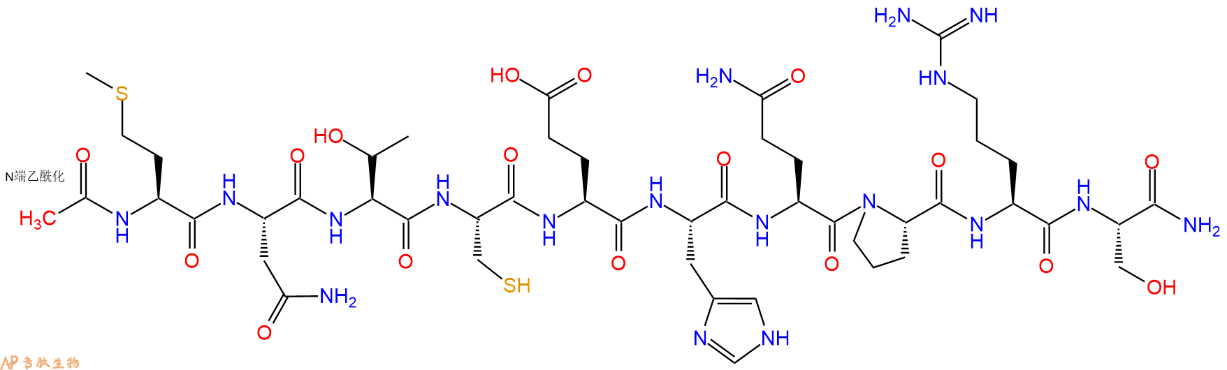 专肽生物产品Ac-Met-Asn-Thr-Cys-Glu-His-Gln-Pro-Arg-Ser-CONH2