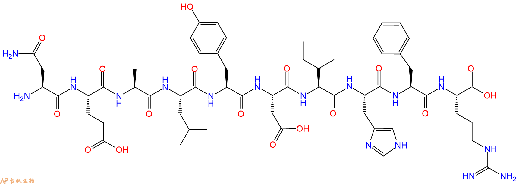 专肽生物产品H2N-Asn-Glu-Ala-Leu-Tyr-Asp-Ile-His-Phe-Arg-OH