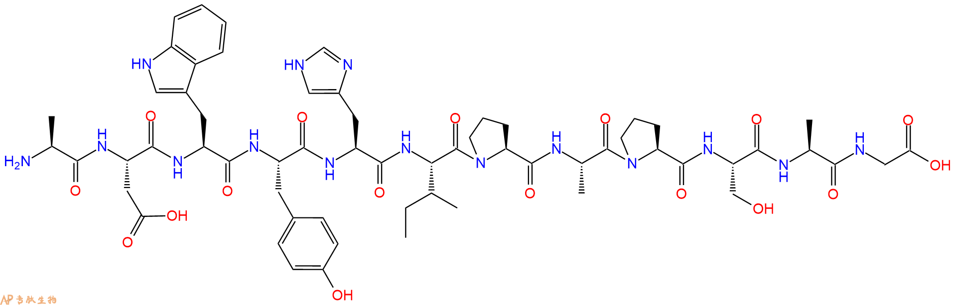 专肽生物产品H2N-Ala-Asp-Trp-Tyr-His-Ile-Pro-Ala-Pro-Ser-Ala-Gly-OH