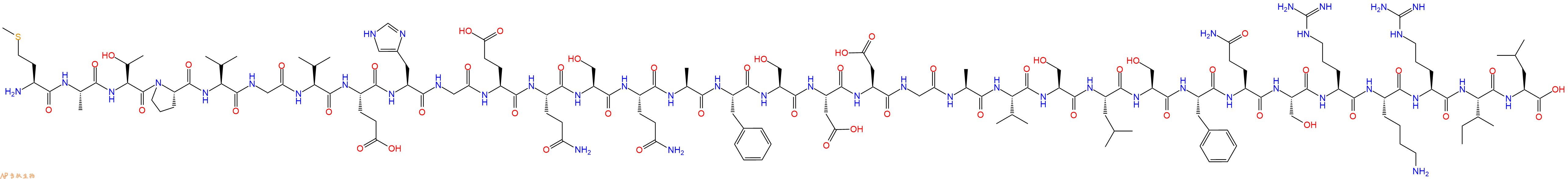 专肽生物产品H2N-Met-Ala-Thr-Pro-Val-Gly-Val-Glu-His-Gly-Glu-Gln-Ser-Gln-Ala-Phe-Ser-Asp-Asp-Gly-Ala-Val-Ser-Leu-Ser-Phe-Gln-Ser-Arg-Lys-Arg-Ile-Leu-OH