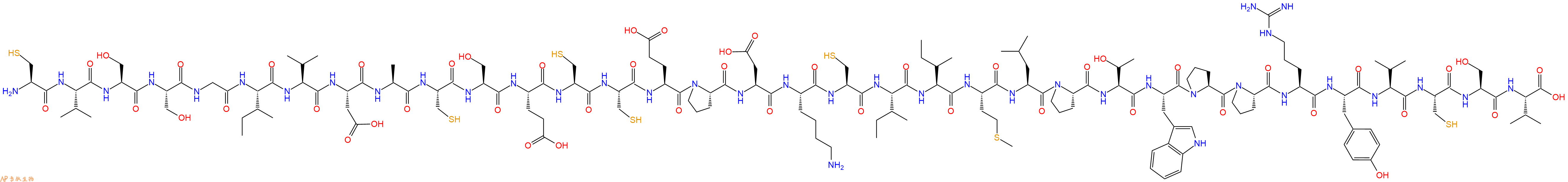 专肽生物产品H2N-Cys-Val-Ser-Ser-Gly-Ile-Val-Asp-Ala-Cys-Ser-Glu-Cys-Cys-Glu-Pro-Asp-Lys-Cys-Ile-Ile-Met-Leu-Pro-Thr-Trp-Pro-Pro-Arg-Tyr-Val-Cys-Ser-Val-OH