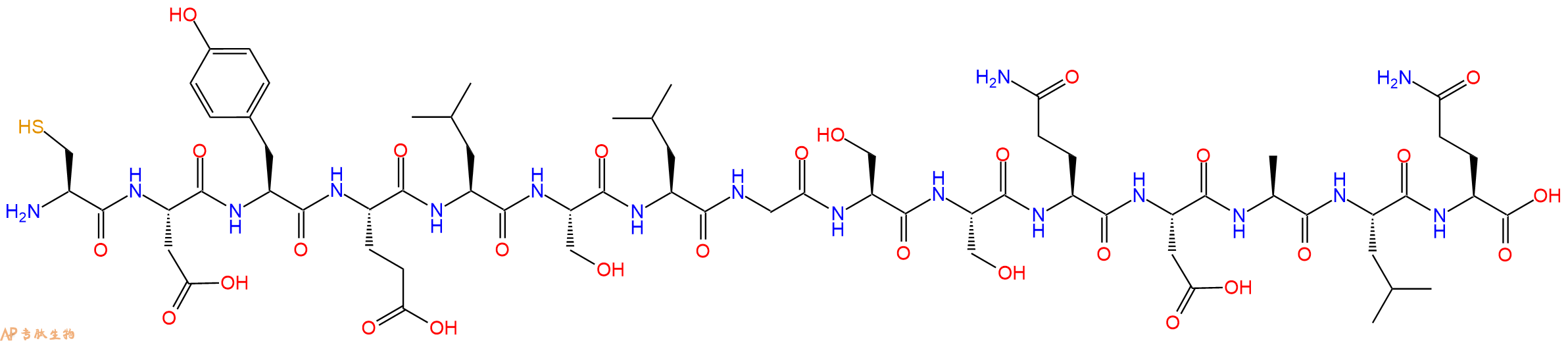 专肽生物产品H2N-Cys-Asp-Tyr-Glu-Leu-Ser-Leu-Gly-Ser-Ser-Gln-Asp-Ala-Leu-Gln-OH