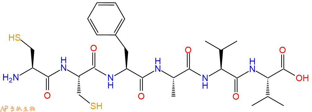 专肽生物产品H2N-Cys-Cys-Phe-Ala-Val-Val-OH