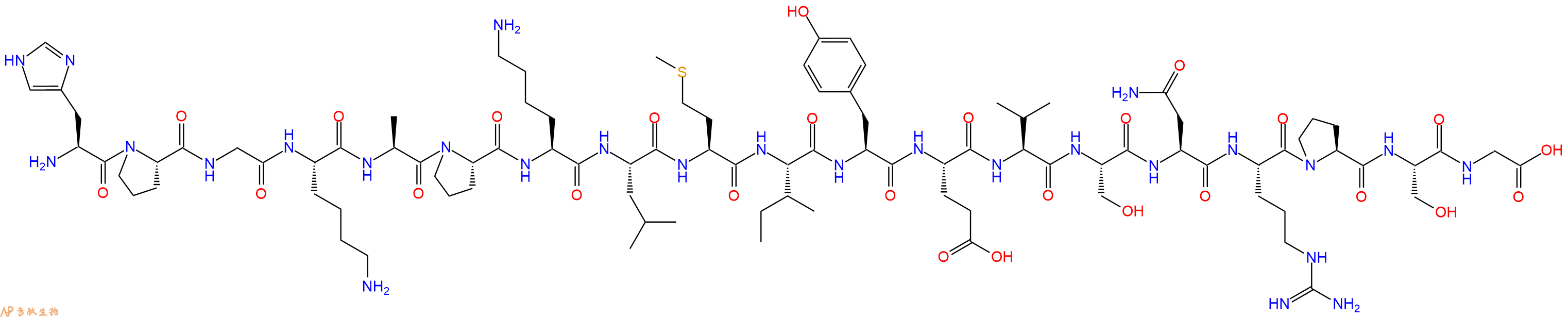 专肽生物产品H2N-His-Pro-Gly-Lys-Ala-Pro-Lys-Leu-Met-Ile-Tyr-Glu-Val-Ser-Asn-Arg-Pro-Ser-Gly-OH