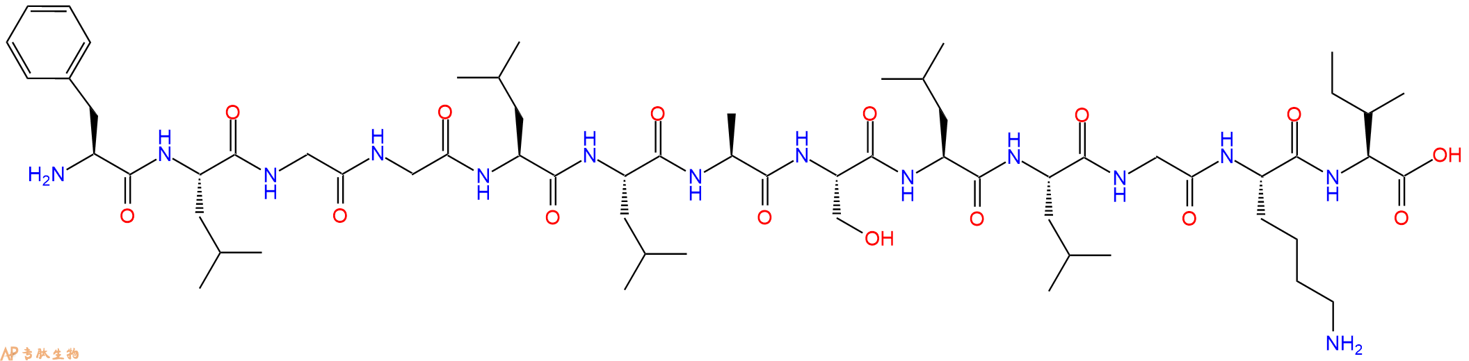 专肽生物产品H2N-Phe-Leu-Gly-Gly-Leu-Leu-Ala-Ser-Leu-Leu-Gly-Lys-Ile-OH
