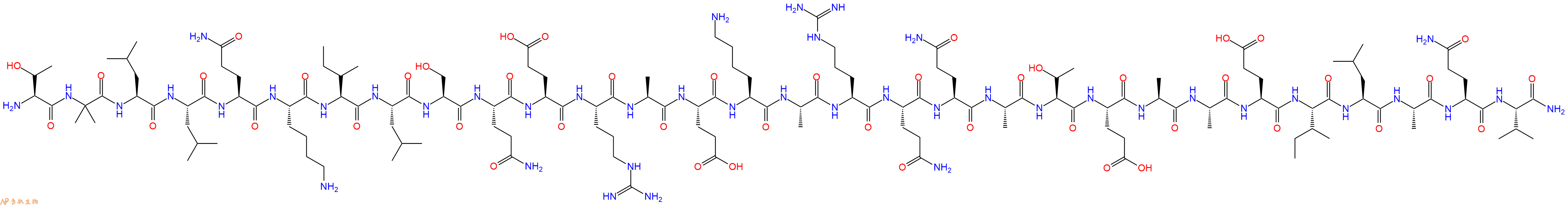 专肽生物产品H2N-Thr-Aib-Leu-Leu-Gln-Lys-Ile-Leu-Ser-Gln-Glu-Arg-Ala-Glu-Lys-Ala-Arg-Gln-Gln-Ala-Thr-Glu-Ala-Ala-Glu-Ile-Leu-Ala-Gln-Val-CONH2