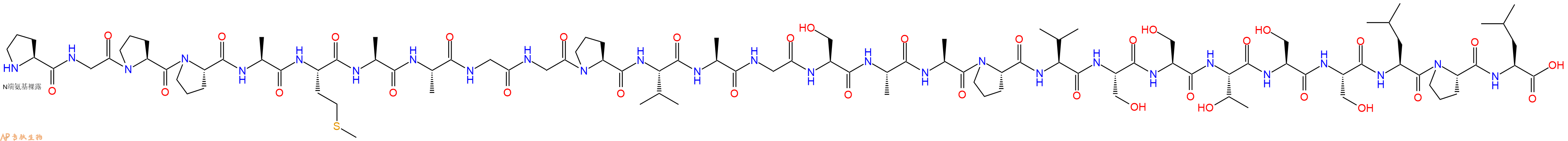 专肽生物产品H2N-Pro-Gly-Pro-Pro-Ala-Met-Ala-Ala-Gly-Gly-Pro-Val-Ala-Gly-Ser-Ala-Ala-Pro-Val-Ser-Ser-Thr-Ser-Ser-Leu-Pro-Leu-OH