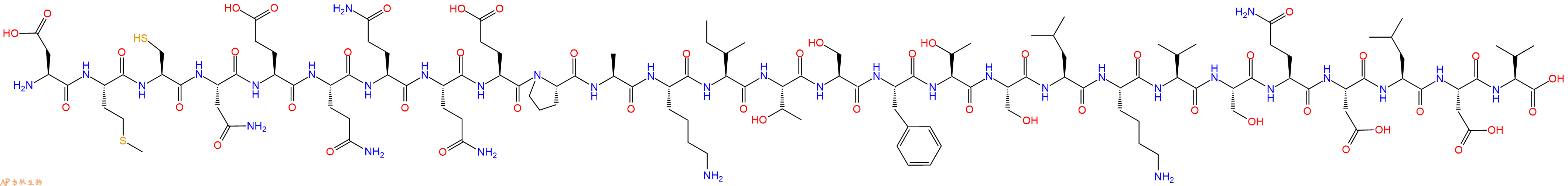 专肽生物产品H2N-Asp-Met-Cys-Asn-Glu-Gln-Gln-Gln-Glu-Pro-Ala-Lys-Ile-Thr-Ser-Phe-Thr-Ser-Leu-Lys-Val-Ser-Gln-Asp-Leu-Asp-Val-OH