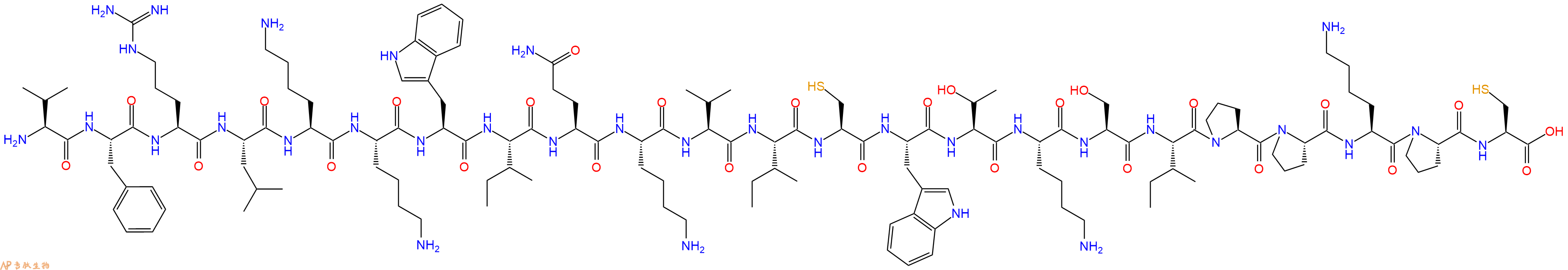 专肽生物产品H2N-Val-Phe-Arg-Leu-Lys-Lys-Trp-Ile-Gln-Lys-Val-Ile-Cys-Trp-Thr-Lys-Ser-Ile-Pro-Pro-Lys-Pro-Cys-OH