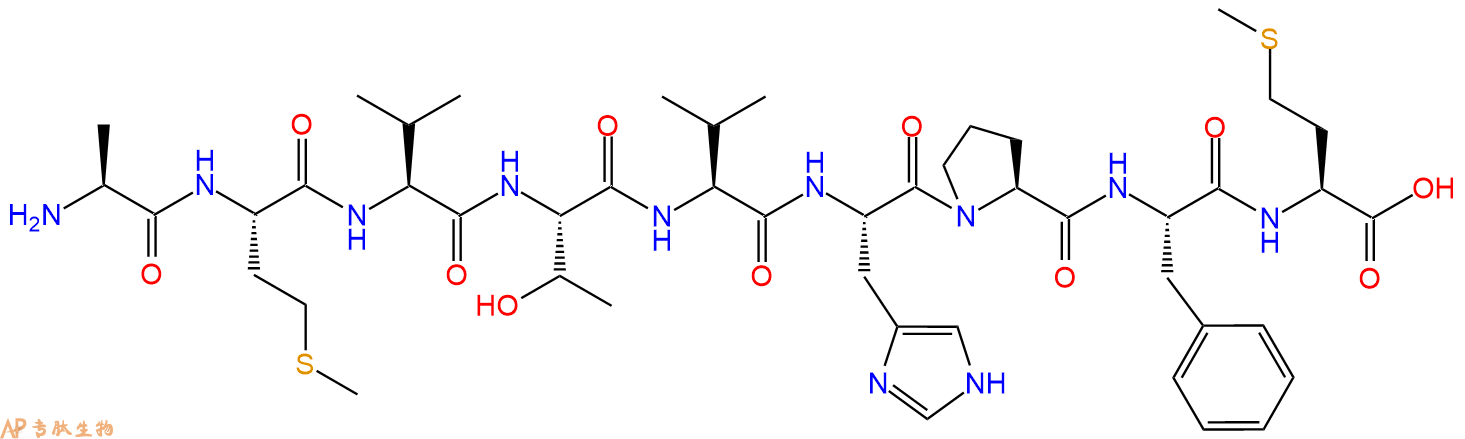 专肽生物产品H2N-Ala-Met-Val-Thr-Val-His-Pro-Phe-Met-OH