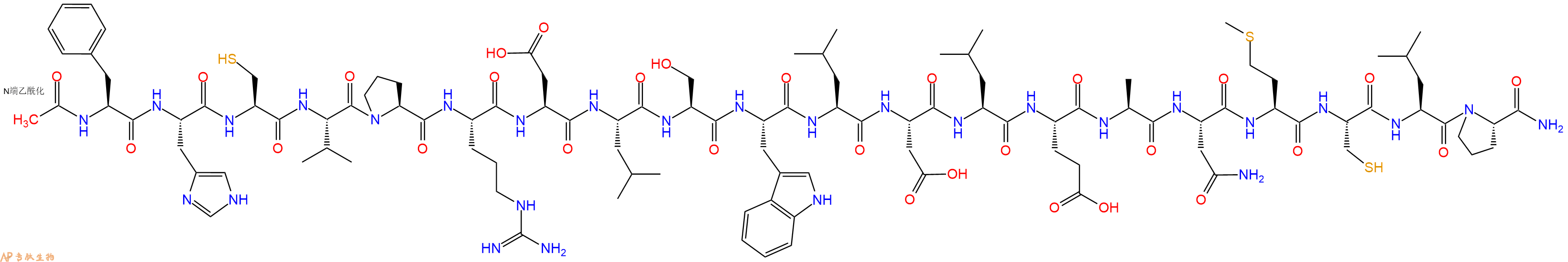 专肽生物产品Ac-Phe-His-Cys-Val-Pro-Arg-Asp-Leu-Ser-Trp-Leu-Asp-Leu-Glu-Ala-Asn-Met-Cys-Leu-Pro-CONH2
