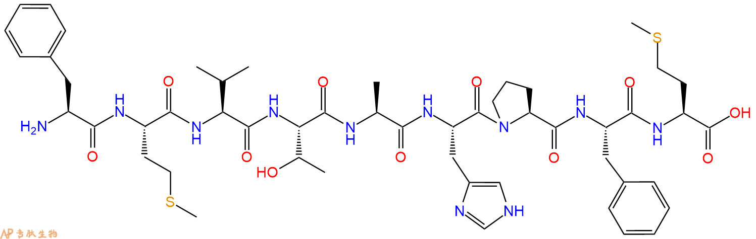 专肽生物产品H2N-Phe-Met-Val-Thr-Ala-His-Pro-Phe-Met-OH