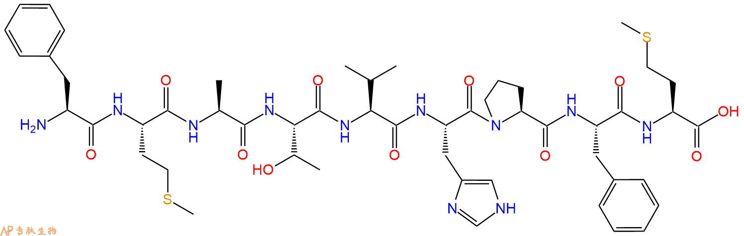 专肽生物产品H2N-Phe-Met-Ala-Thr-Val-His-Pro-Phe-Met-OH