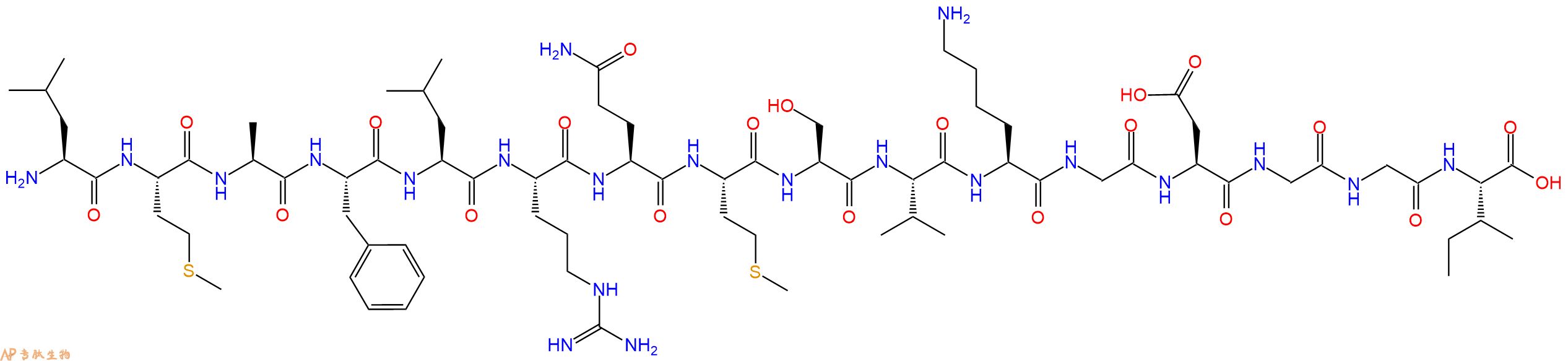 专肽生物产品H2N-Leu-Met-Ala-Phe-Leu-Arg-Gln-Met-Ser-Val-Lys-Gly-Asp-Gly-Gly-Ile-OH