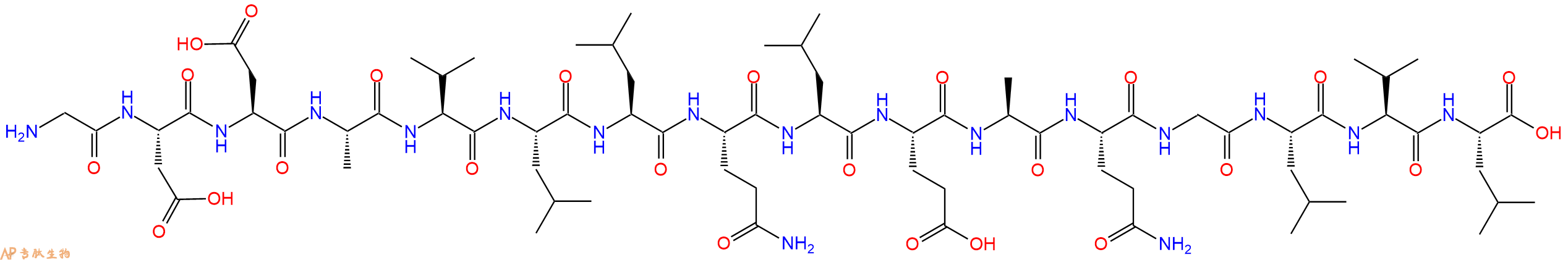 专肽生物产品H2N-Gly-Asp-Asp-Ala-Val-Leu-Leu-Gln-Leu-Glu-Ala-Gln-Gly-Leu-Val-Leu-OH