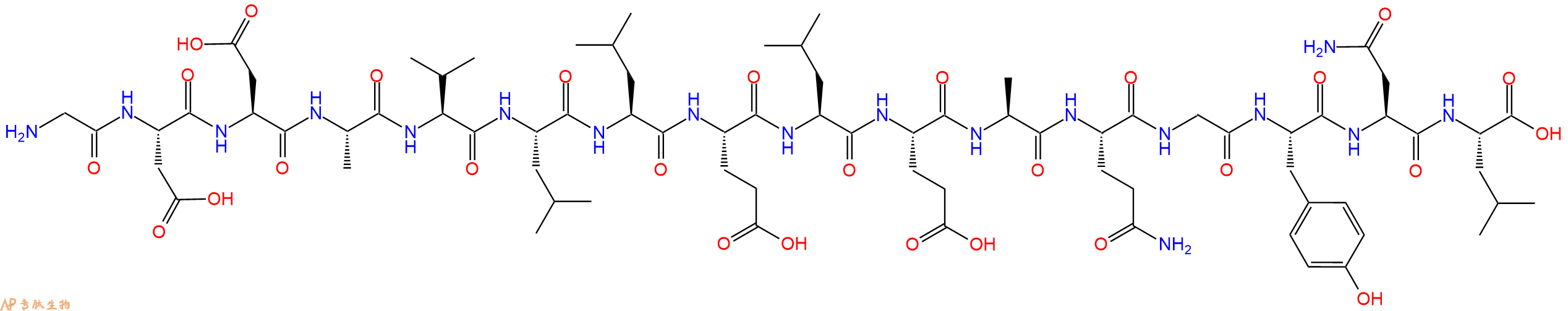 专肽生物产品H2N-Gly-Asp-Asp-Ala-Val-Leu-Leu-Glu-Leu-Glu-Ala-Gln-Gly-Tyr-Asn-Leu-OH
