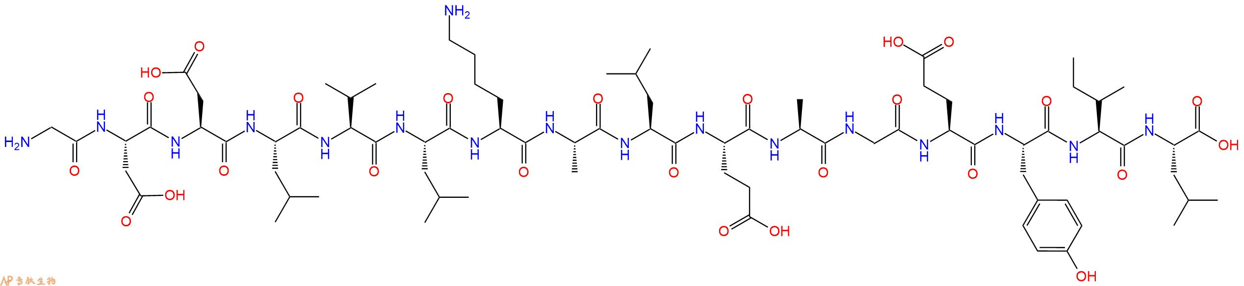 专肽生物产品H2N-Gly-Asp-Asp-Leu-Val-Leu-Lys-Ala-Leu-Glu-Ala-Gly-Glu-Tyr-Ile-Leu-OH