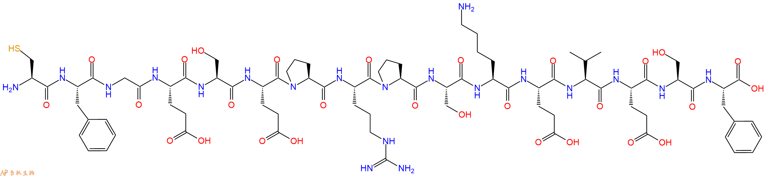 专肽生物产品H2N-Cys-Phe-Gly-Glu-Ser-Glu-Pro-Arg-Pro-Ser-Lys-Glu-Val-Glu-Ser-Phe-OH