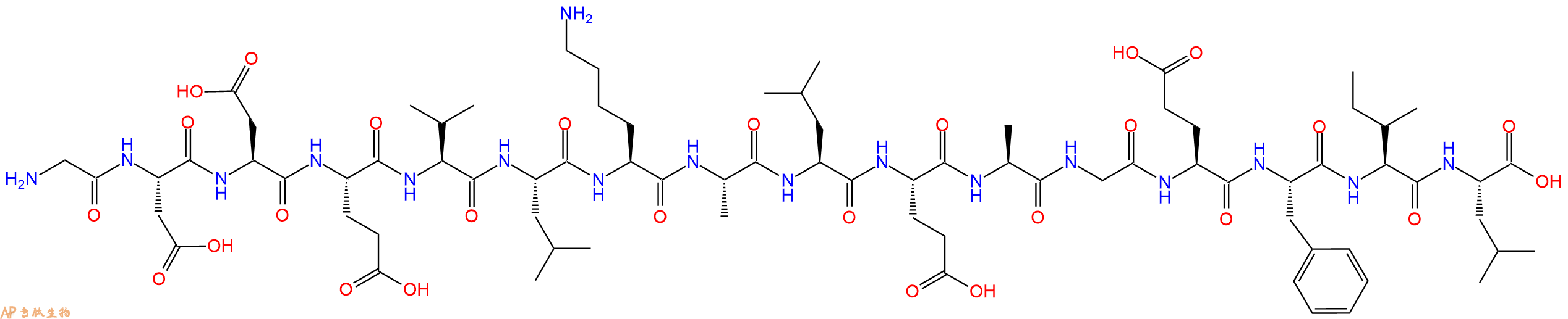 专肽生物产品H2N-Gly-Asp-Asp-Glu-Val-Leu-Lys-Ala-Leu-Glu-Ala-Gly-Glu-Phe-Ile-Leu-OH