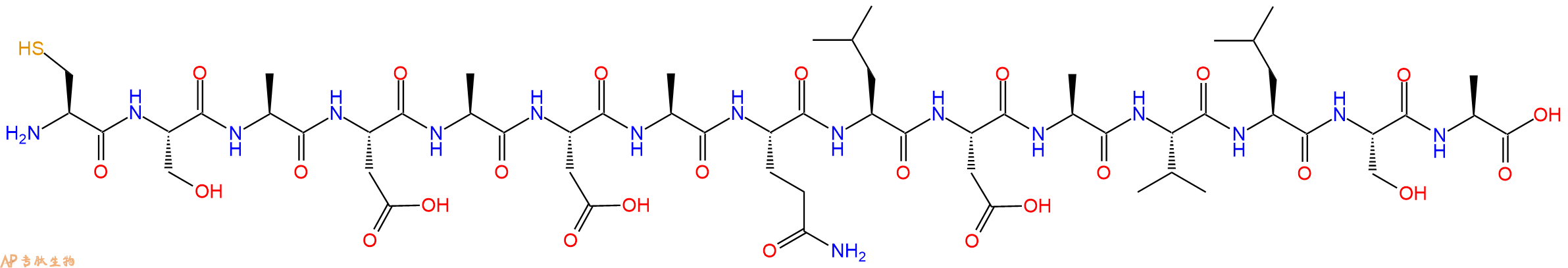 专肽生物产品H2N-Cys-Ser-Ala-Asp-Ala-Asp-Ala-Gln-Leu-Asp-Ala-Val-Leu-Ser-Ala-OH