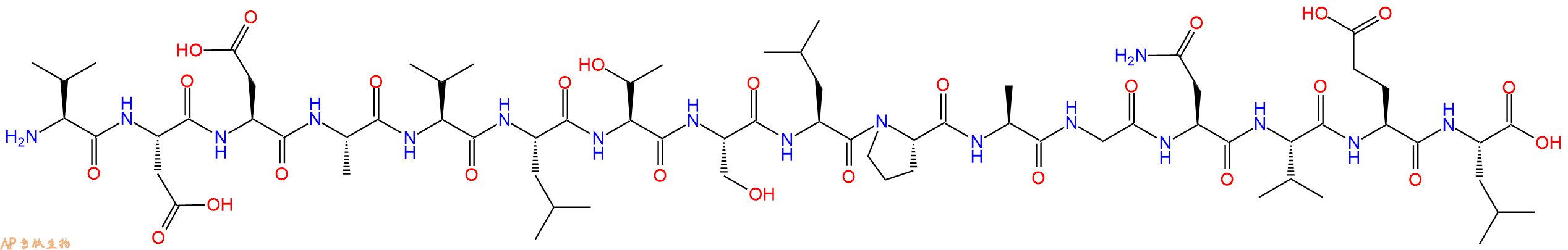 专肽生物产品H2N-Val-Asp-Asp-Ala-Val-Leu-Thr-Ser-Leu-Pro-Ala-Gly-Asn-Val-Glu-Leu-OH