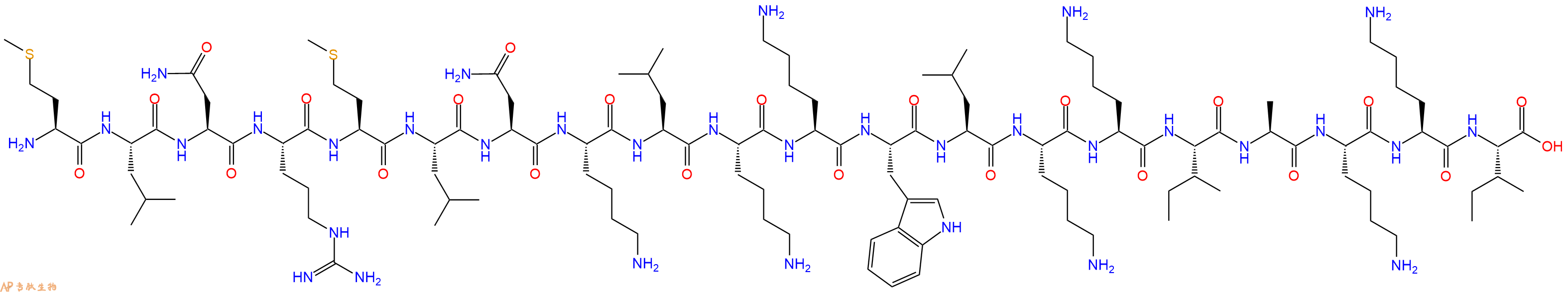 专肽生物产品H2N-Met-Leu-Asn-Arg-Met-Leu-Asn-Lys-Leu-Lys-Lys-Trp-Leu-Lys-Lys-Ile-Ala-Lys-Lys-Ile-OH