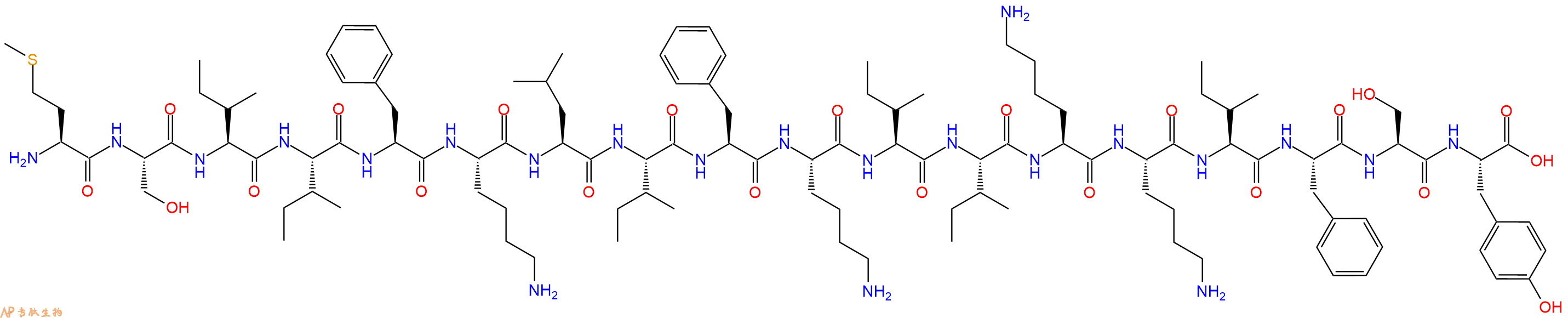 专肽生物产品H2N-Met-Ser-Ile-Ile-Phe-Lys-Leu-Ile-Phe-Lys-Ile-Ile-Lys-Lys-Ile-Phe-Ser-Tyr-OH