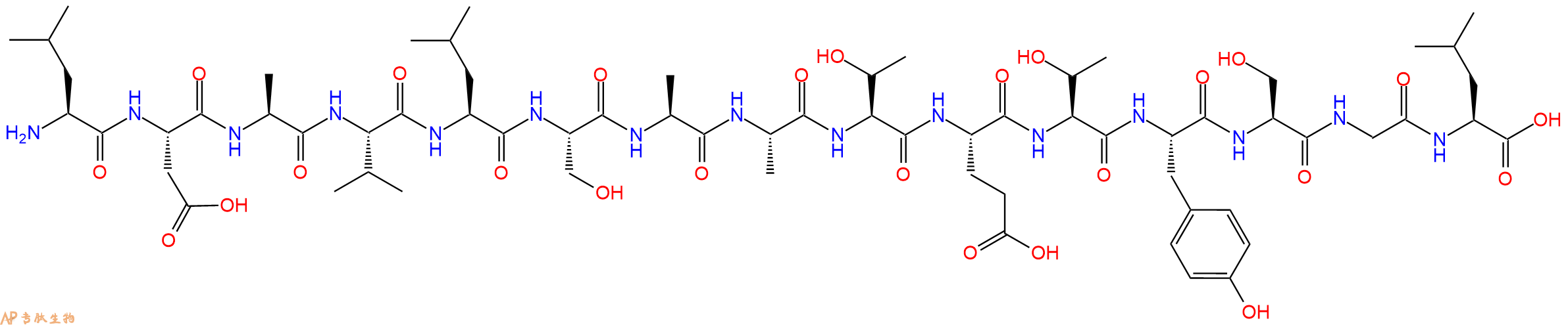 专肽生物产品H2N-Leu-Asp-Ala-Val-Leu-Ser-Ala-Ala-Thr-Glu-Thr-Tyr-Ser-Gly-Leu-OH