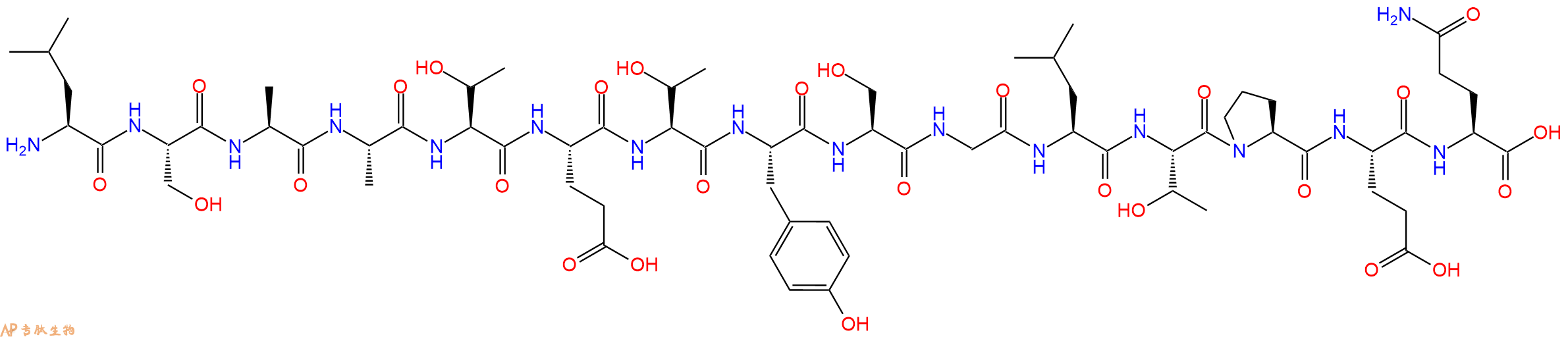 专肽生物产品H2N-Leu-Ser-Ala-Ala-Thr-Glu-Thr-Tyr-Ser-Gly-Leu-Thr-Pro-Glu-Gln-OH