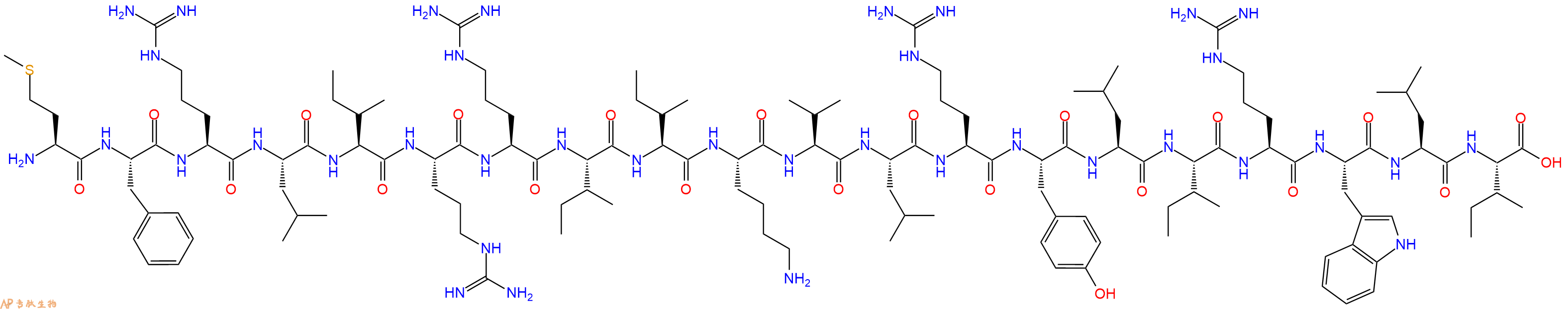 专肽生物产品H2N-Met-Phe-Arg-Leu-Ile-Arg-Arg-Ile-Ile-Lys-Val-Leu-Arg-Tyr-Leu-Ile-Arg-Trp-Leu-Ile-OH