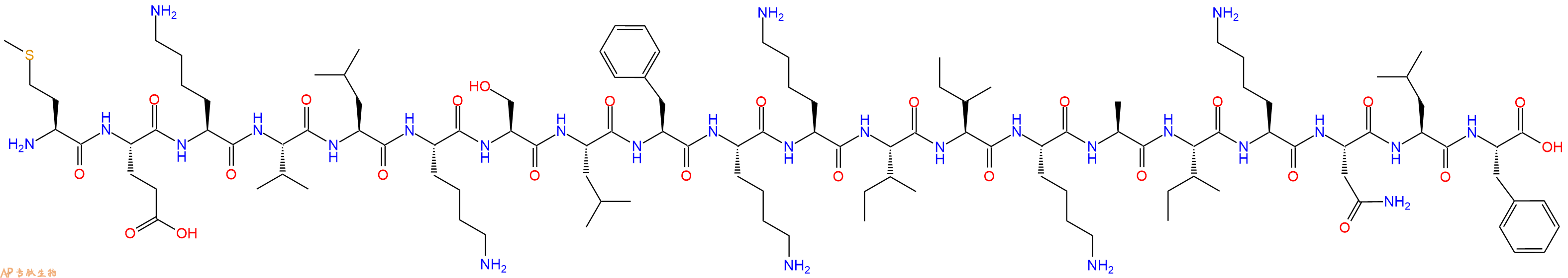 专肽生物产品H2N-Met-Glu-Lys-Val-Leu-Lys-Ser-Leu-Phe-Lys-Lys-Ile-Ile-Lys-Ala-Ile-Lys-Asn-Leu-Phe-OH