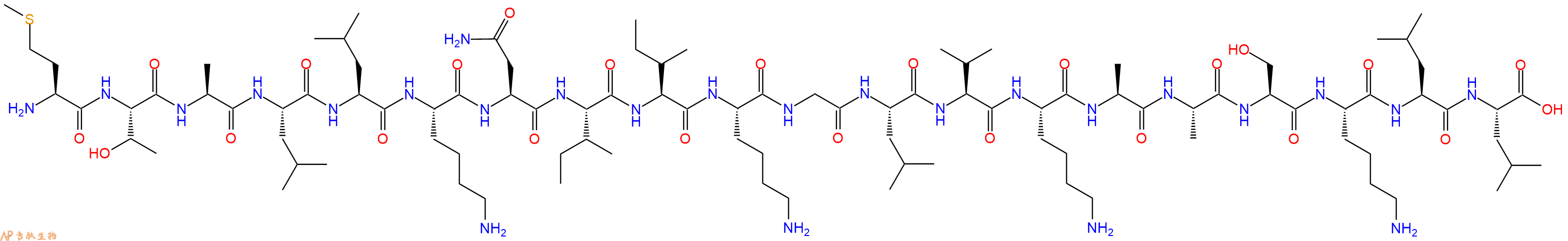 专肽生物产品H2N-Met-Thr-Ala-Leu-Leu-Lys-Asn-Ile-Ile-Lys-Gly-Leu-Val-Lys-Ala-Ala-Ser-Lys-Leu-Leu-OH
