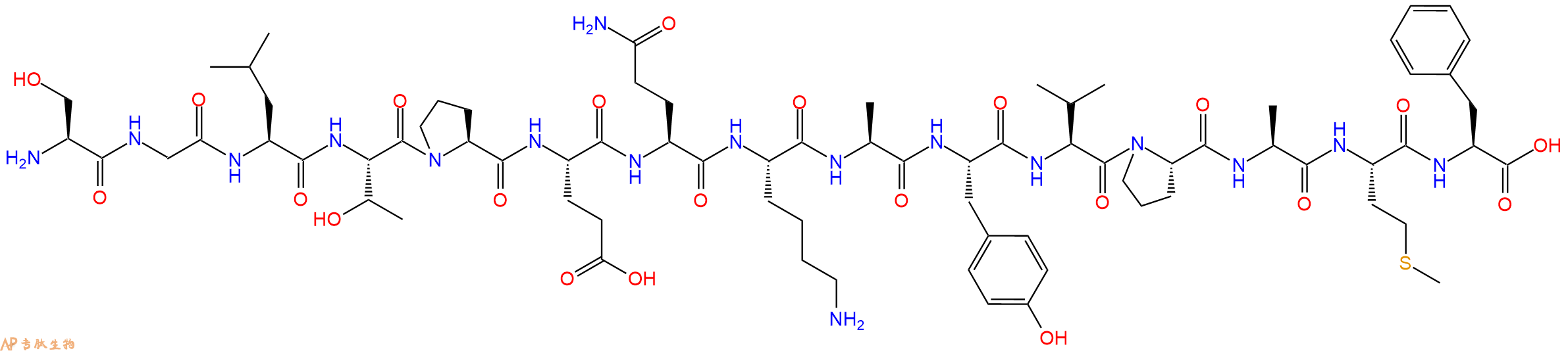 专肽生物产品H2N-Ser-Gly-Leu-Thr-Pro-Glu-Gln-Lys-Ala-Tyr-Val-Pro-Ala-Met-Phe-OH