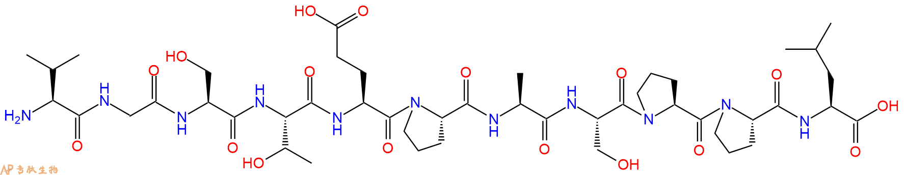 专肽生物产品H2N-Val-Gly-Ser-Thr-Glu-Pro-Ala-Ser-Pro-Pro-Leu-OH
