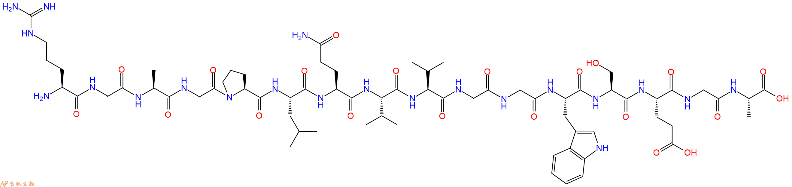 专肽生物产品H2N-Arg-Gly-Ala-Gly-Pro-Leu-Gln-Val-Val-Gly-Gly-Trp-Ser-Glu-Gly-Ala-OH