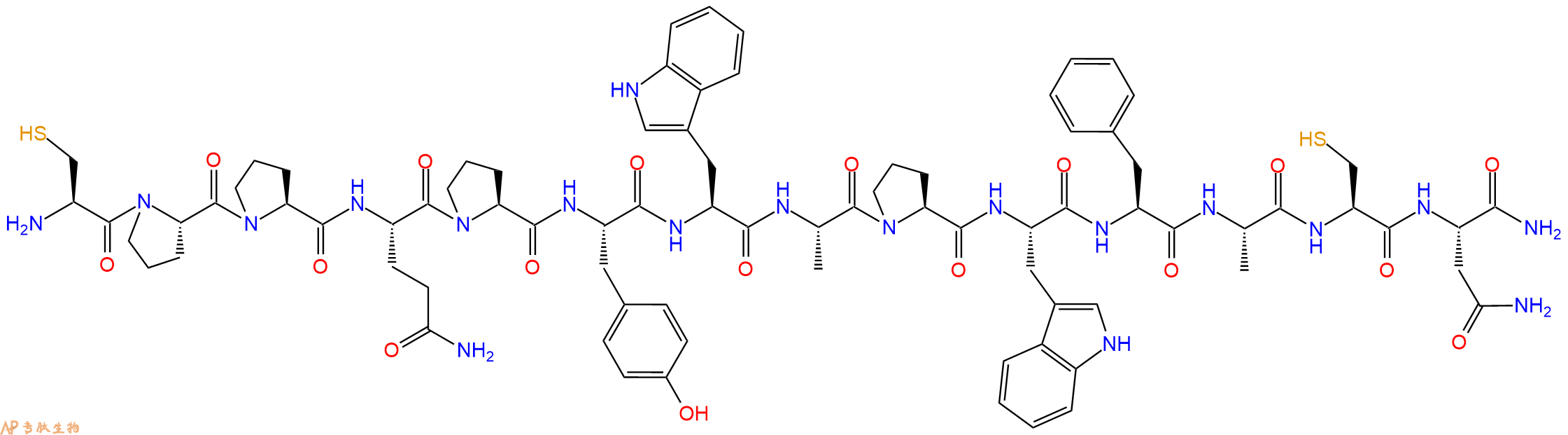 专肽生物产品H2N-Cys-Pro-Pro-Gln-Pro-Tyr-Trp-Ala-Pro-Trp-Phe-Ala-Cys-Asn-CONH2