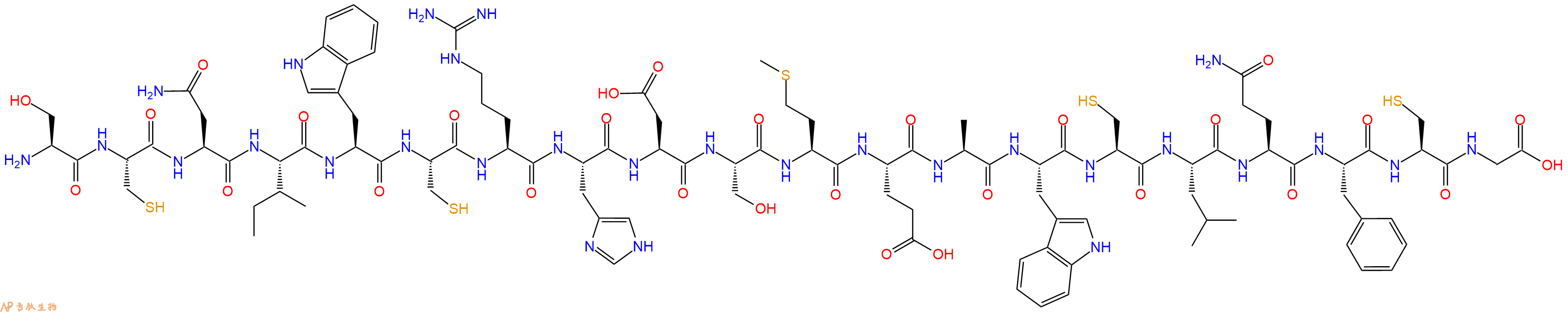 专肽生物产品H2N-Ser-Cys-Asn-Ile-Trp-Cys-Arg-His-Asp-Ser-Met-Glu-Ala-Trp-Cys-Leu-Gln-Phe-Cys-Gly-OH
