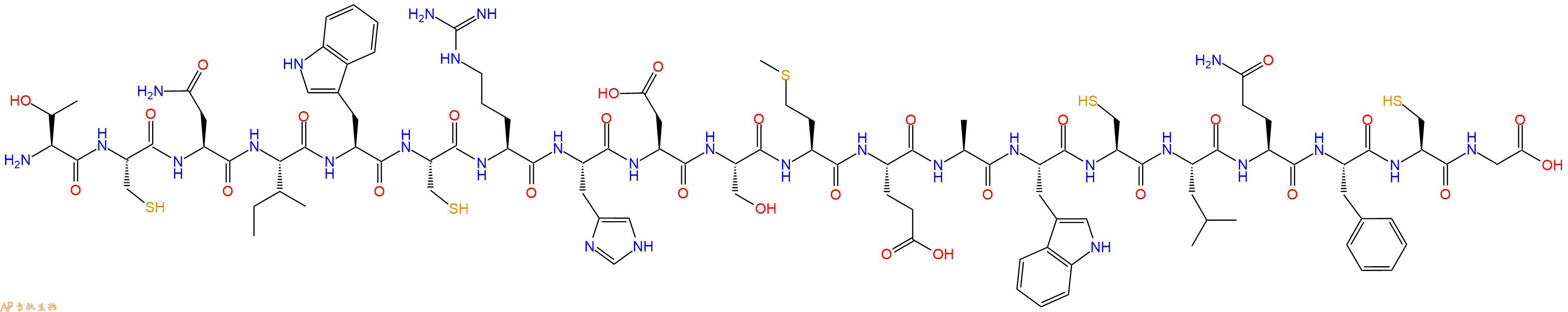 专肽生物产品H2N-Thr-Cys-Asn-Ile-Trp-Cys-Arg-His-Asp-Ser-Met-Glu-Ala-Trp-Cys-Leu-Gln-Phe-Cys-Gly-OH