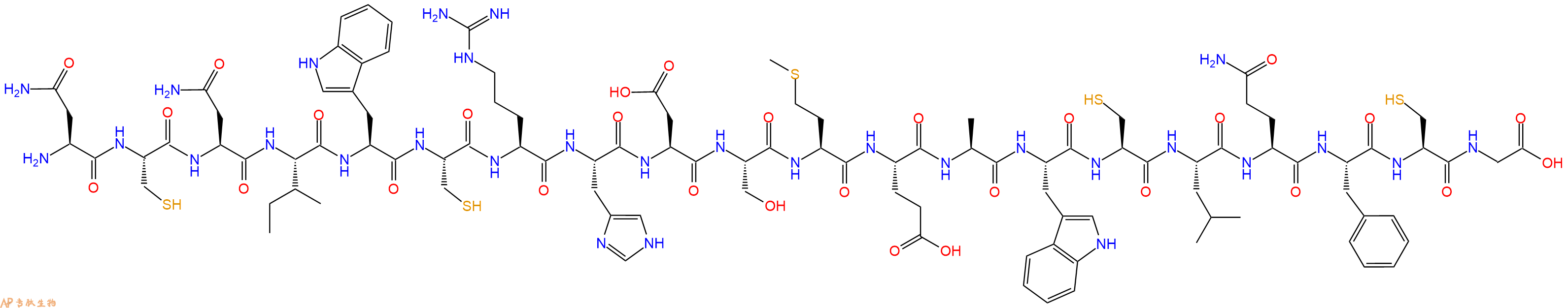 专肽生物产品H2N-Asn-Cys-Asn-Ile-Trp-Cys-Arg-His-Asp-Ser-Met-Glu-Ala-Trp-Cys-Leu-Gln-Phe-Cys-Gly-OH