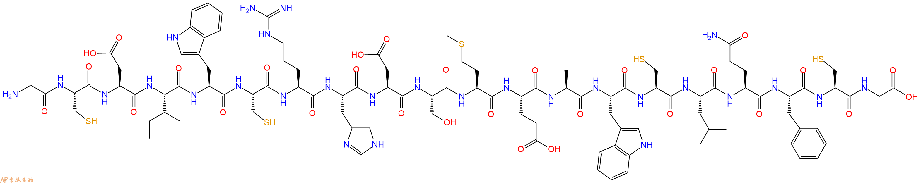 专肽生物产品H2N-Gly-Cys-Asp-Ile-Trp-Cys-Arg-His-Asp-Ser-Met-Glu-Ala-Trp-Cys-Leu-Gln-Phe-Cys-Gly-OH