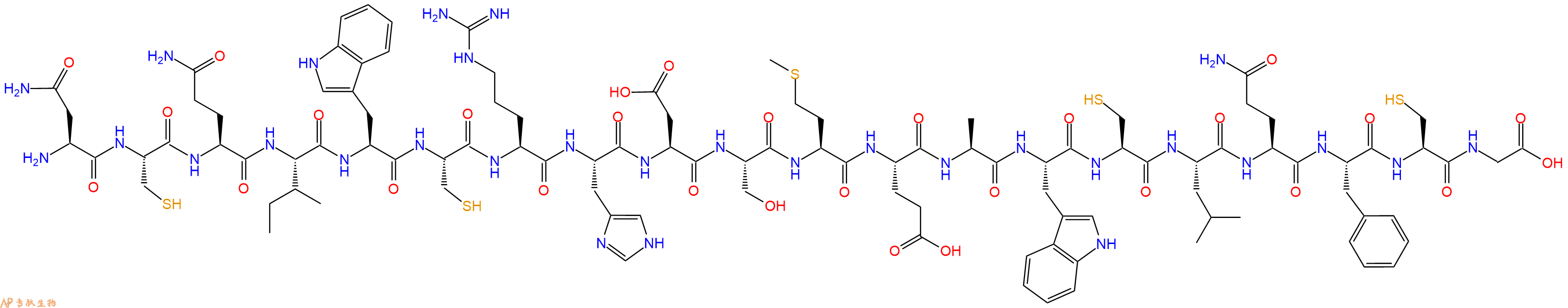 专肽生物产品H2N-Asn-Cys-Gln-Ile-Trp-Cys-Arg-His-Asp-Ser-Met-Glu-Ala-Trp-Cys-Leu-Gln-Phe-Cys-Gly-OH